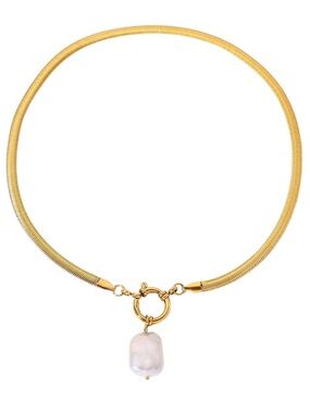 Gold Baroque Pearl Pendant Necklace